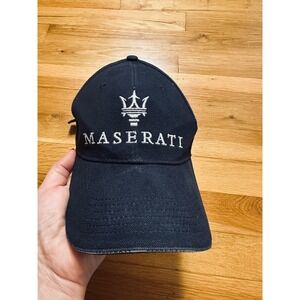 Maserati Mens‎ Black Embroidered Trident Logo Adjustable Baseball Hat Cap